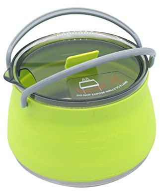 popyes Bouilloire Pliante Camping Bouilloire Pliable en Silicone Portable Mini Bouilloire à Thé avec Poignée pour Camping Randonnée en Plein Air Sac à Dos (Vert fluorescent)