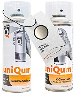 uniQum Spraydose Autolack + Klarlack für RENAULT GRIS BEIGE C66 Autolack Reparatur 2x 400 ml