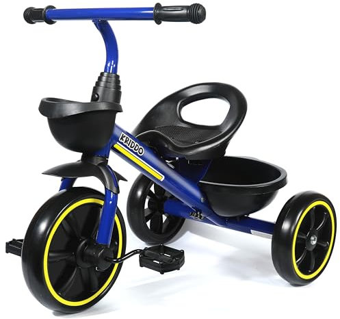 KRIDDO Kids Tricycles Age 24 Month to 5 Years, Toddler Kids Trike for 2.5 to 5 Year Old, Gift Toddler Tricycles for 2-4 Year Olds, Trikes for Toddlers, Blue