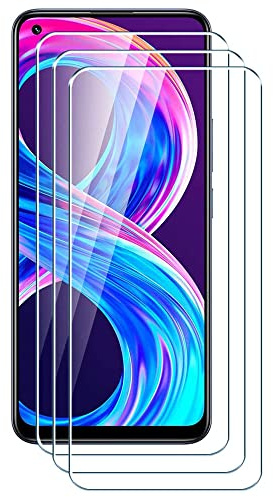 Genérico Pack 3x Protector Pantalla compatible para Realme 8/8 Pro, Vidrio cristal templado, dureza 9H, sin burbujas, antiarañazos