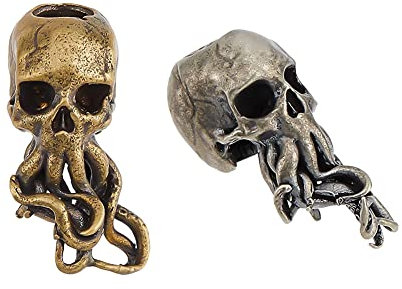 SUPERFINDINGS 2 Farben Skull Knife Lanyard EDC Charm Bead Messing European Large Hole Paracord Cord Tool für Schlüsselanhänger Armband Zubehör Halloween Schmuckherstellung