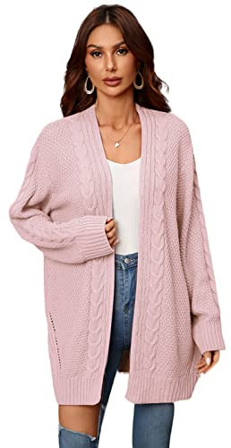 HEYPORK Damen Herbst Winter Warm Bequem Jacke Casual Mode übergangsjacke Mantel Frauen Strickjacke Unregelmäßig Gestrickt Pullover Hohl Gestrickt Pullover Jacke