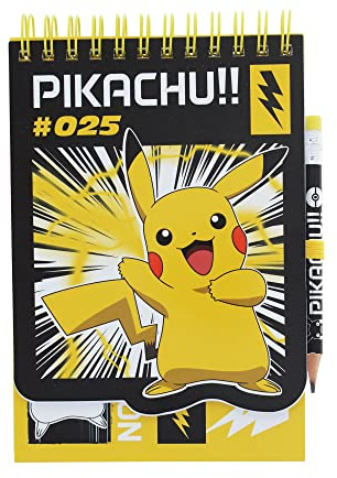 Blueprint Collections Pokemon Notebook & Pencil | Pikachu A6 Notebook | Pokemon Anime Deisgn | Writing Pad | Notepad | A6 Notebooks | Note pads | Pokemon Stationery