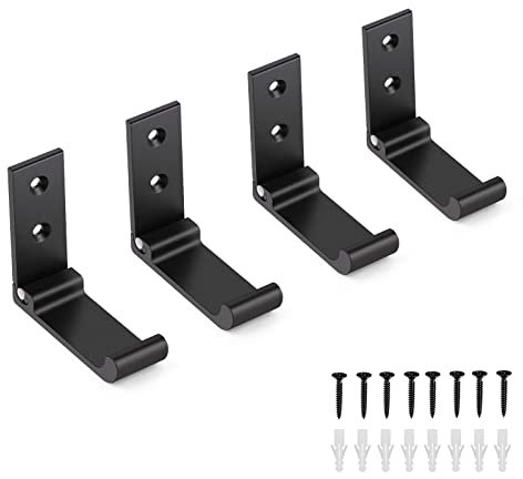 ERWEY Faltbare Wandhaken, Faltbare Kleiderhaken 90°, 4 Stück Klapphaken Edelstahl, Kleiderhaken Klappbar für Küche Bad Wand Jacke Handtuch Schlüssel, Schwarz