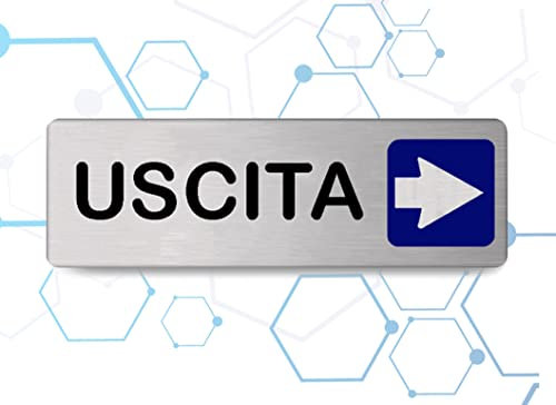 Nitek Ausgangsschild rechts aus satiniertem Aluminium, 150 x 50 mm, selbstklebend, Stickers, Klebeetikett | Regenabweisend, Unternehmen, Kneipe