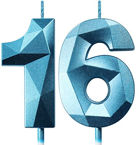 Geburtstagskerzen Zahlen Kerze 16 Tortendeko 16. Geburtstag Kerzen Geburtstag Blau Zahlen Geburtstagskerzen für Torte