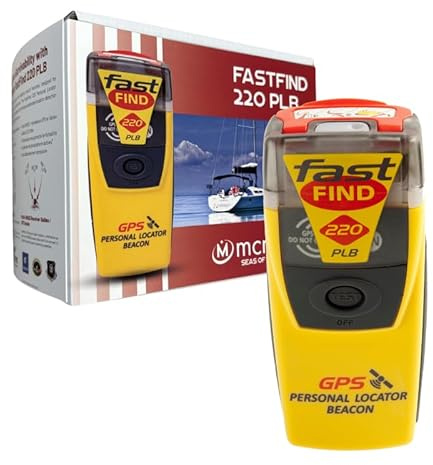 McMurdo FastFind 220 PLB | 406 MHz Satellite | GPS | No Subscription | Waterproof | Buoyant | Compact | Lightweight | 121.5 MHz Homing | Global Coverage | Rest of World | Customized Programming