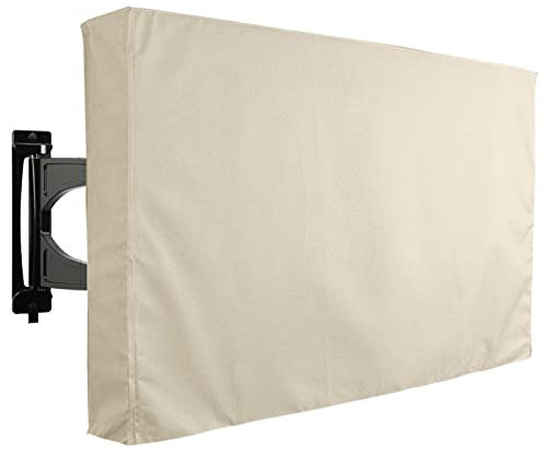 Outdoor TV Cover Waterproof and Weatherproof, TV Screen Protector for 30-70 inch TV, with Remote Control Pocket for Outside LED LCD Flat Screen TVs,Beige B,36 to 38 inch
