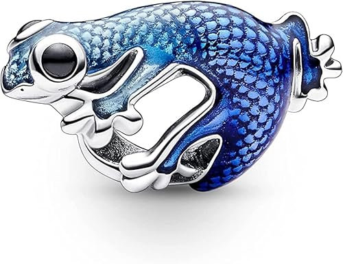 PHCLASY Blaues Gecko Charm fit Armbänder Halsketten und europäische Schlange Kette Große Geschenke für Frauen Urlaub Urlaub/Geburtstag