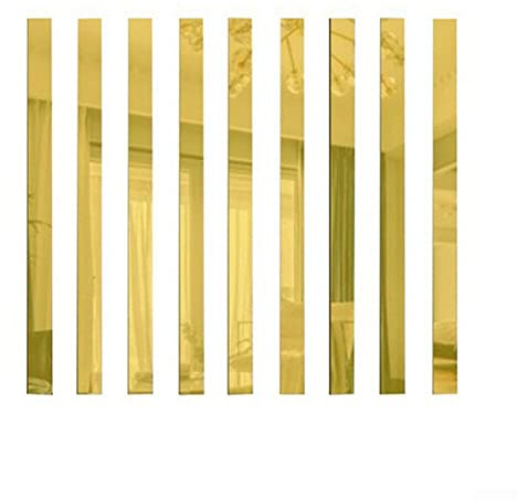 ZYWUOY Acryl-Spiegelmosaik-Wandaufkleber, 10 Stück, lange Streifen, goldene Wandaufkleber, Wohnzimmer, Schlafzimmer, Dekoration 5 × 50 cm