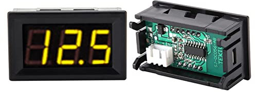 Digital Voltmeter, 3 Wire Voltmeter DC 0 100V Mini Voltage Measuring 0.56 LED Display Digital Volt Panel Meter with Reverse, Multi Testers (Font backlight color yellow)