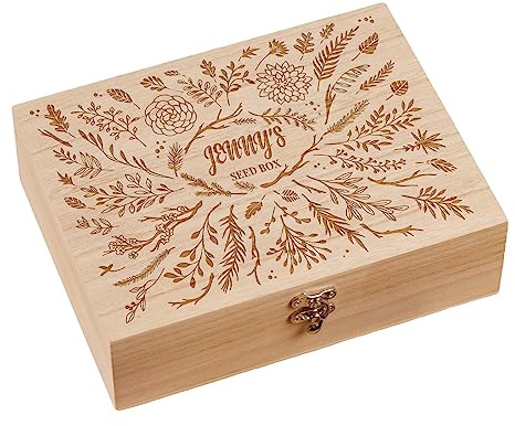 ukgiftstoreonline Personalised Floral Garden Seed Box Storage | Gifts for Gardeners, Any Name