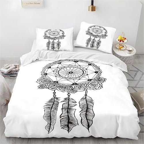 phonxia Bettwäsche 90x200 Grauer TraumfäNger Bettbezug 90x200 mit Reißverschluss Bettwäsche Set 2 Kissenbezug 80x80 cm Deluxe Atmungsaktiv Reversibel Mikrofaser