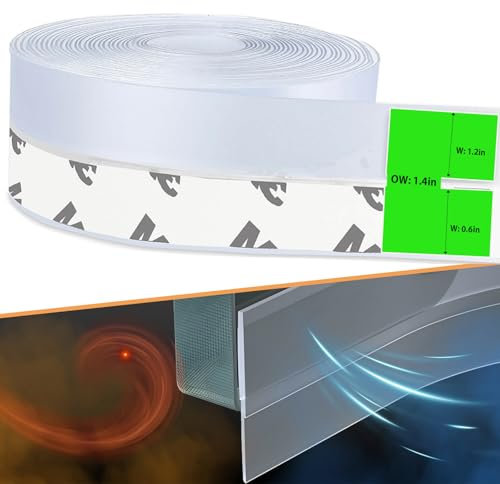 Burlete puerta entrada – silicona transparente autoadhesiva, aislante térmico/acústico, tira de sellado puerta/ventana, 35MM para holguras ≤ 20MM