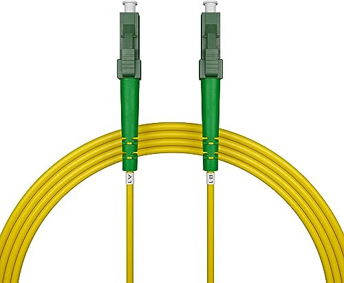 nexinex - 5m Glasfaserkabel LC/APC auf LC/APC Patchkabel | Telekom, Vodafone, 1&1, Fritzbox, etc. kompatibel | LWL Simplex Singlemode OS2 FTTH Glasfaser Lichtwellenleiter Kabel