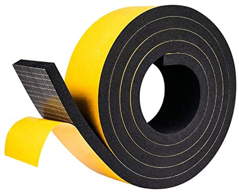 Nastro sigillante autoadesivo in gommapiuma, 2 m, per porte e finestre, autoadesivo, 10 mm x 50 mm x 2 m, colore nero