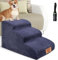 MASTERTOP Dog Steps for Sofa, 3-Steps Non Slip High Density Foam Dogs Ramp with Removable Cover, Waterproof Dog Steps for Bed, Couch, Pet Stairs for Small Dogs, Cats - Blue, 60 x 40 x 40cm