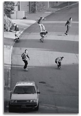 YBHF Poster mit Skateboard-Straße, Vintage-Stil, Wandkunstdruck, Retro, ästhetisch, Raumdekoration, Bürodekoration, 30 x 45 cm, ungerahmt