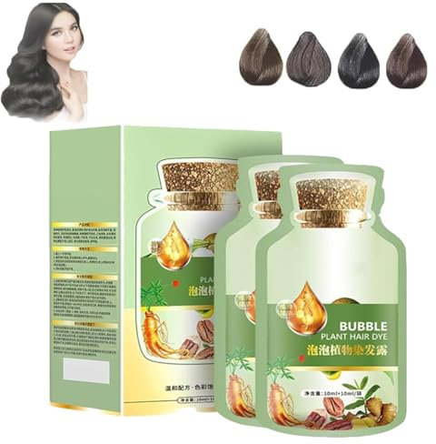 Tinte de pelo de la planta de la burbuja Extracto puro de la planta para el tinte de pelo gris Tinte de pelo suave de la burbuja Tinte de pelo natural instantáneo de la planta Champú del tinte de pelo
