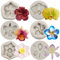 MYPRACS Set di 6 stampi in silicone a forma di orchidea, ibisco, fondente, per decorare torte, pasta di gomma, cupcake, caramelle, cioccolato, argilla polimerica, MY153CK