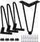 Btowin 12 inch Hairpin Table Legs, 4Pcs Heavy Duty Metal Furniture Legs with Rubber Floor Protectors & Screws for Home DIY Projects TV Stand, Bench Legs Chair Legs, Sofa Cabinet - Black
