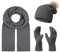 Rock Creek Winter Mütze mit Bommel Schal Set Geschenkset Wintermütze Winterschal Winterhandschuhe Herrenmütze Damenmütze U-102 Dunkelgrau Einheitsgröße