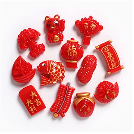 Kühlschrankmagnete, Dekoration, magnetischer Aufkleber, Souvenirs, festlicher chinesischer Stil, kreativer Kühlschrankmagnet, Chili-Goldbarren, Heimdekoration, Magnet-Set (Farbe: 2) (Farbe: 1) ( Color
