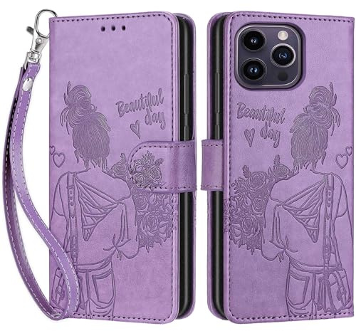 SIENIANLINE Cover per iPhone 14 Pro Max custodia portafoglio Viola