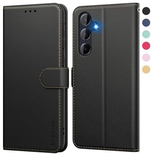 SineOrdo Funda Compatible con Samsung Galaxy A35 5G Carcasa, Libro Samsung Galaxy A35 5G Funda con Tapa Piel Suave Cuero Tarjetero Flip Wallet Móvil Case Negra