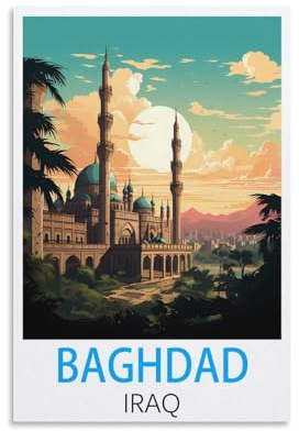 Bagdad Reiseposter im Irak-Stil, Vintage, 60 x 90 cm, Leinwand, Wandkunst, Wandbild, Gemälde, Dekoration, Wohnzimmer, Schlafzimmer, Dekoration