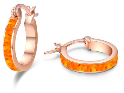CHENGHONG Opal Ohrringe 925 Sterling Silber Feueropal Opal Ohrringe Creolen Roségold Mädchen Opal Schmuck Geschenke für Damen Frauen…