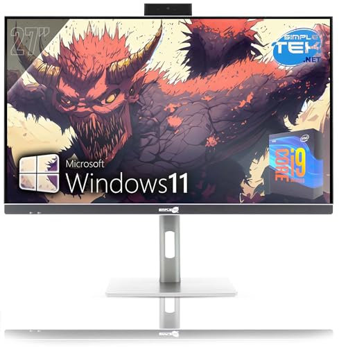 Simpletek - All in One PC 27 4K Core i9 9° Gen 5.00GHz | GTX 1660 6GB GDDR6 | Windows 11 Pro - 16GB RAM 480GB SSD | Computer Fisso da Gaming, Grafica, Montaggio video