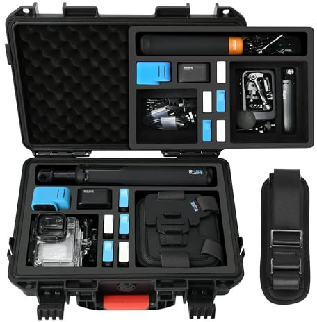 YETEETH Koffer-Organizer für GoPro 13/12, Wasserdichte Hartschale, Reise-Aufbewahrung, Tragetasche für Hero 11/10/9/8/Media Mod/Volta/Creator Edition/Action-Kamera und Anderes