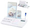 DEWUR Tableau Blanc en Verre pour Bureau - Support pour Téléphone Portable, Tablette et Clavier - Organiseur de Bureau avec Accessoires pour la Maison