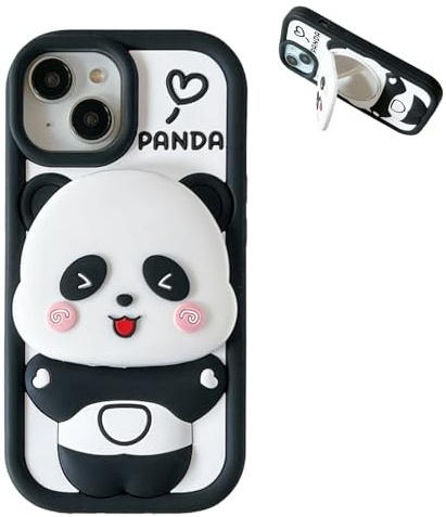 QoKcoahn Case for iPhone 13 Pro Max,Funny 3D Cartoon Panda Mirror Cases Cute Kawaii Phone Cases Soft Silicone Shockproof Protector for iPhone 13 Pro Max