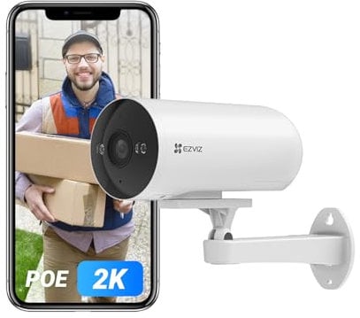 EZVIZ 2K Intelligente PoE Überwachungskamera Aussen mit Personen-/Fahrzeugerkennung, WLAN IP Kamera mit Farbnachtsicht und Aktiver Verteidigung, IP67 Wasserfest, H5 PoE