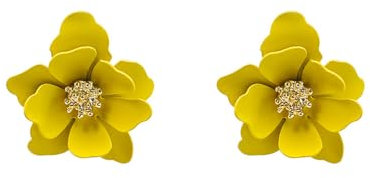 HSAJS Blumen Ohrringe für Damen Bunte Blume Tropfen Ohrringe Klein Helix Knorpel Ohrringe Hypoallergene Modeschmuck Frauen und Mädchen für Partei Hochzeiten Verlobungen(Gelb)