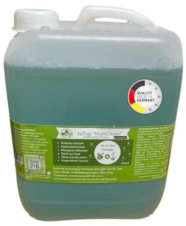 JaTop MultiClean All-in-One Reiniger extrem effektiv - entfernt mühelos Verschmutzungen wie Fett, Öl, Kaffee, Nikotin, uvm. - biologisch abbaubar (5L)