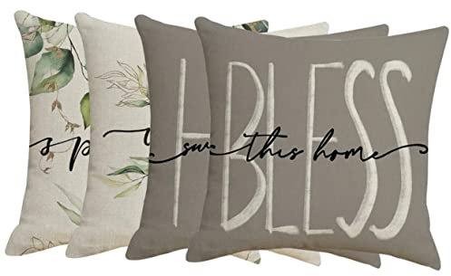GRIRIW 4stücke Teiliges Rustikalen Kissenbezügen Leinen Dekorative Pillow Covers Für Schlafzimmer Sofa Und Auto Heimdekoration