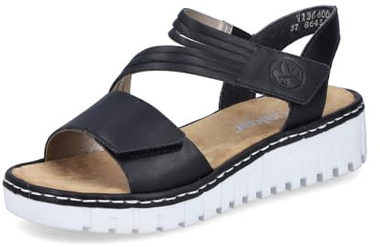 Rieker Damen Klassische Sandalen V1364, Frauen Sandalen,Sommerschuhe,Freizeitschuhe,offene Schuhe,Strandschuhe,schwarz (00),43 EU / 9 UK