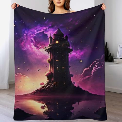 AAPZY Decke Leuchtturm Decke Tagesdecke - Weiche Flannel Decke Mit Muster Sofadecke - Baumwolldecke Wohndecke Sofaüberwurf Bettüberwurf （130×150cm）