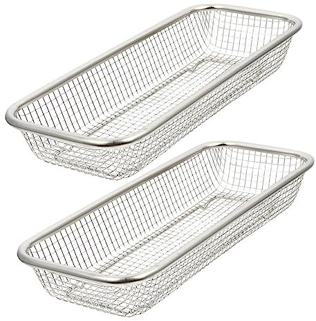 OKUMEYR 2pcs Stainless Steel Dishwasher Basket for Cutlery and Utensils Rustproof Kitchen Storage for Easy Cleaning and Draining Small for Chopsticks and Forks
