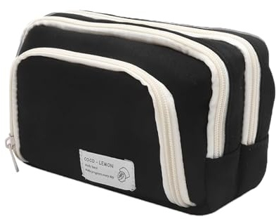 Guyode Federmäppchen Große Kapazität Federtasche Mit 3 Schichten Einfache, Multifunktionales Stiftemäppchen Praktischem Reißverschluss Personalisiert Stiftetasche Schulsachen Teenager (Schwarz)