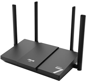 ASUS RT-BE50, erweiterbarer Smart AIMesh Dual-Band B3600 (802.11be), EIN Port 2,5 WAN, DREI Ports 1G, bis zu 3 SSID für IoT Device, kompatibel mit VPN und Elternsteuerung, Schwarz