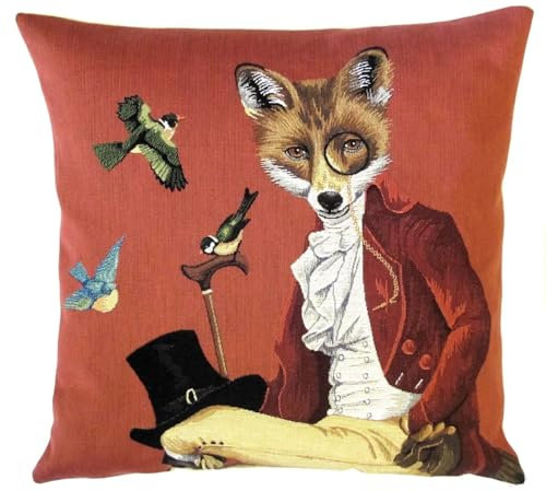 Home of Christmas Kissenbezug 45x45 cm Gobelin Kissen Kissenhülle Sofakissen Dekokissen (Fuchs mit Monokel)