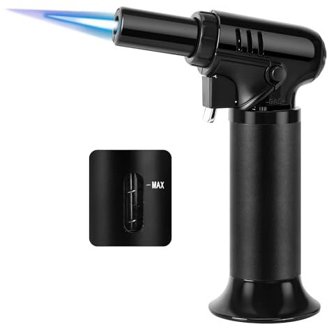 VORHOT Cannello da Cucina, Regolabile e Ricaricabile Bruciatore a Gas con Blocco di Sicurezza, Fiamma Ossidrica Portatile con 3 Ugelli, Accendino Torcia per Barbecue Creme Brulee(Butano Non Incluso)