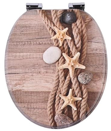 SAINOS MDF Toilettendeckel Mit Absenkautomatik O-förmiger Toilettensitz Mit Verstellbaren Scharnieren Aus Zinklegierung Verhindert Rostbildung, 190KG Belastbarkeit Wc-Sitz Ergonomische Gestaltung H024