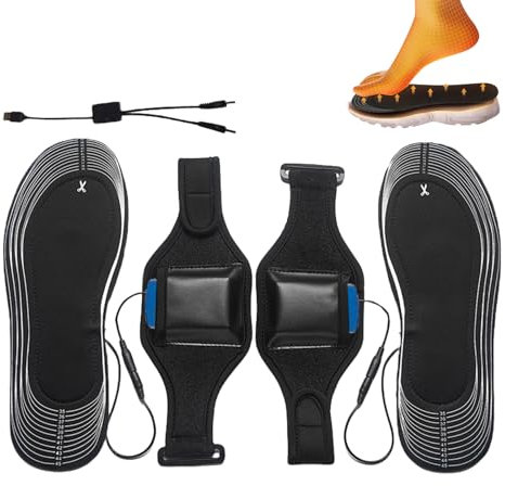 Electric Heated Insoles – Battery Powered Warmers, Thermal Foot Pads, Heated Shoe Liners | Flexible Fit with Multiple Heat Levels for Winter Activities Frosty Days Foot Care and Outdoor Use