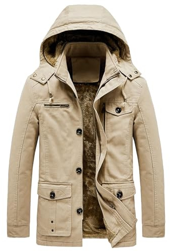 Parka d'hiver militaire épaisse pour homme, manteau chaud et imperméable, coupe-vent avec capuche amovible, 1353-Kaki, taille 5XL