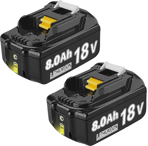 2 Stück 18V 8000mAh/8.0Ah Li-ion Akku Ersatzakku für makita BL1850 BL1850B BL1830 BL1860B BL1845 BL1835 BL1815 194205-3 LXT-400 BL1860 with LED Werkzeugakku